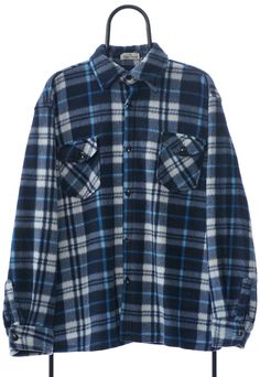 Navy, white and blue fleecey check flannel shirt. One button is snapped but still working. Size (Approx. in: cm: Pit to Pit: 63, Length: 73 ) Blue Buttoned Flannel Shirt For Winter, Blue Flannel Shirt With Buttons For Winter, Classic Plaid Flannel Shirt For Winter, Winter Plaid Flannel Shirt With Buttons, Classic Blue Flannel Shirt For Winter, Winter Plaid Flannel Shirt, Blue Flannel Shirt With Buttons, Winter Blue Buttoned Flannel Shirt, Winter Blue Flannel Shirt