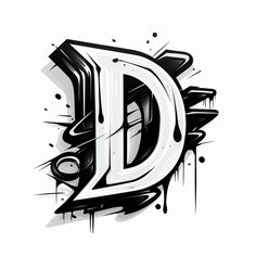 the letter d is painted in black and white