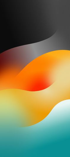 an abstract background with orange and blue waves in the foreground, on a black background