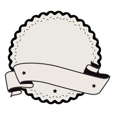 a white circle with a ribbon around it and stars in the middle, on a white background