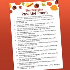 thanksgiving pass the poem on a piece of paper