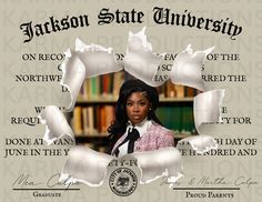 an image of jackson state university with torn up papers in the shape of a woman's head