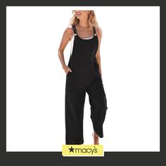 in stock Chic Black Overalls For Spring, Black Denim Overalls For Spring, Casual Black Sleeveless Overalls, Sleeveless Black Overalls For Spring, Black Summer Overalls For Workwear, Black Summer Workwear Overalls, Chic Black Sleeveless Overalls, Black Sleeveless Overalls For Work, Sleeveless Black Overalls For Workwear