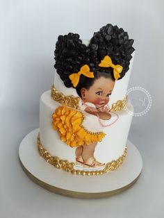 Afro Puff Baby Shower Cake Puff Cake, Baby Afro, Black Baby Girl, Barbie Cake, Afro Puff, Baby Shower Princess, Baby Cakes, Girl Cake, Novelty Cakes