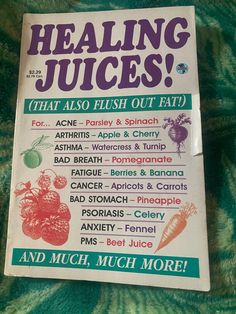 Thin paperback in good condition. There is a small tear  in the front cover. The binding is a bit loose on the front cover. The pages are smooth. A few age spots throughout. This book is rarely found with the 1997 publication date. Learn how to assist various ailments and conditions with juice blends! Perfect gift for your favorite person looking to achieve their wellness goals in the New Year! Healing Juices, Juice Blends, High Blood Pressure Recipes, Fruit Vegetable Smoothie, Wellness Goals, Healthy Juice Recipes, Home Health Remedies, Herbs For Health, Juice Recipes