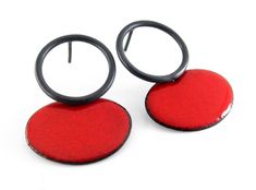 Red earrings. Oxidized circle earrings. Red enamel earrings. Contemporary enamel earrings. Stylish red earrings. Minimal earrings. Gift her Circle oxidized silver and deep red enamel earrings. Measurements: 23mm width and 33mm long. Closure: screw back. Very comfortable and light to wear. Ideal to wear every day and easy to combine with any style of clothing. From the Pètals collection. These contemporary earrings are one of a kind jewel. Each of the purchased jewels is delivered with a handmade Red Pierced Enamel Earrings, Red Enamel Pierced Earrings, Red Round Jewelry With Black Enamel, Red Enamel Round Earrings, Red Round Enamel Earrings, Red Enamel Earrings, Red Circular Jewelry For Gifts, Modern Red Round Earrings, Red Circle Jewelry For Gift