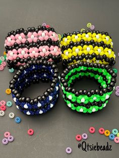 Handmade Simple Base Cuffs (2X 36 beads) for Raves, Music Festivals. More colors to come. Please note: the colors in the item may slightly change when made due to inventory. However, the overall item remains the same 😊. Kandi Rotating Cuff Ideas, Kandi Crafts, School Chromebook, Rave Bracelets