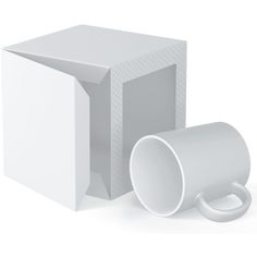 an empty white box with a cup next to it