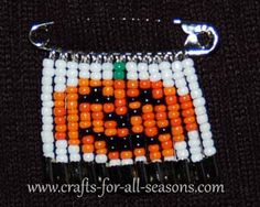 an orange and white beaded purse on a black background with the words craft for all seasons