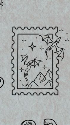 a stamp with some drawings on it