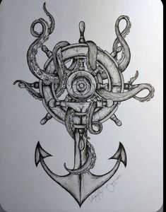 an anchor with octopus tentacles on it