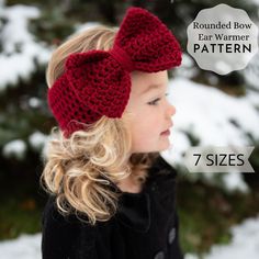 ~~ABOUT~~ The Rounded Bow Ear Warmer is a DIGITAL PATTERN download. This item is the PDF pattern ONLY for the Rounded Bow ear warmer found in my shop. This is not a physical item. This ear warmer is an adorable way to keep warm this winter! It is quick and easy to make, using less then a skein of yarn, making it great for gift giving! There are step by step assembly instructions included, along with clear, detailed photos. This pattern has also been thoroughly tested for accuracy and ease of rea Crochet Bow Pattern, Ear Warmer Pattern, Knitted Bow, Bandeau Au Crochet, Crochet Bow, Headband Crochet, Simple Headbands, Warm Headbands