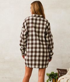 Mable Flannel Tunic Shirt - Cream/Brown Medium, Women's Brown Plaid hidden button down shirt Can be styled multiple ways Bust measures 50 on size small Body length 34 1/4 on size small. Layering piece(s) and/or accessories sold separately.. 50% Cotton 50% Polyester. Hand wash cold. Do not bleach. Line dry. Low iron.. Measurements: Bust -Fullest part of bust with arms at sides. Waist -Circumference of natural waist: above belly button below rib cage. Hips -Standing with feet together fullest part Long Flannel Shirt, Long Flannel, Flannel Tunic, Waist Circumference, Brown Plaid, Tunic Shirt, Rib Cage, Shirt For Women, Shirts Blouses