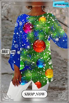 Flash Big Feather Digital Printing Women's Polyester Fiber Long-sleeved Neck Top T-shirt Multicolor Long Sleeve Christmas Tops, Multicolor Tops For Fall Holiday, Multicolor Tops For Holiday In Fall, Multicolor Tops For Holiday Fall Season, Holiday Short Sleeve Printed Top, Multicolor Printed Christmas Tops, Multicolor Printed Tops For Holiday, Multicolor Printed Holiday Tops, Christmas Printed Crew Neck Top