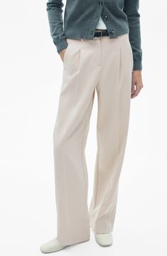 Crisp creases dash down the front of these polished pants that are simply a hit for professional and after-work occasions. Zip fly with hook-and-bar closure Front slant-welt pockets; back welt pockets 72% polyester, 22% viscose, 6% elastane Dry clean Imported Autumn Sales, Straight Trousers, Nordstrom Store, Straight Leg Pants, Welt Pockets, Welt Pocket, Leg Pants, Top Brands, Straight Leg