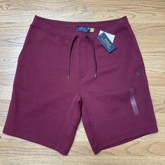 Polo Ralph Lauren Maroon Flat Front Elastic Waist Comfort Shorts Mens Size Large Brand New With Tags Msrp $98.50 Casual Burgundy Shorts, Casual Burgundy Bottoms Short Length, Casual Burgundy Short Bottoms, Burgundy Casual Shorts, Casual Burgundy Short Length Bottoms, Casual Burgundy Shorts For Summer, Polo Ralph Lauren Shorts, Ralph Lauren Shorts, Shorts Athletic