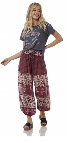 boho pants, bohemian pants,hippie style,burgundy pants, harem pants Bohemian Red Harem Bottoms, Brown Bohemian Pants For Festival, Red Bohemian Harem Bottoms, Bohemian Brown Pants For Festival, Bohemian Brown Bottoms With Elastic Waistband, Red Wide Leg Hippie Pants, Bohemian Brown Harem Pants For Summer, Summer Bohemian Brown Harem Pants, Bohemian Loungewear Pants