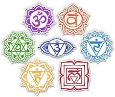 six chakras with different colors and symbols