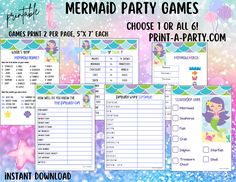 printable mermaid party games for kids