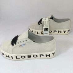 Nwt Superga X Philosophy Canvas/Suede Sneakers Unisex Women's 9 Men's 7.5 ~ Style J32022172 ~ From The Fantasia Collection ~ Us Women's 9, Men's 7.5 ~ Euro 40. Uk 6.5 ~ Vulcanized Rubber Sole With White Canvas And Calf Suede ~ Made In Italy White Suede Platform Sneakers With Textured Sole, White Suede Lace-up Sneakers, White Lace-up Suede Sneakers, White High-top Suede Platform Sneakers, White Low-top Suede Platform Sneakers, White Suede High-top Platform Sneakers, White Suede Platform Sneakers, White Suede Round Toe Platform Sneakers, Suede Sneakers With White Sole And Flat Heel