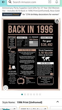 the back in 1989 poster is displayed on an amazon page, with information about it