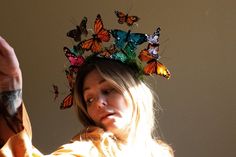 Large Monarch Butterfly Headpiece - Surrealist Headband - Renaissance Faire Outfit - CottageCore Crown - Fairy Costume -Custom Headdress by MuliebrityMade on Etsy Whimsical Crown-shaped Headpiece With Matching Headband, Whimsical Crown Headpiece With Matching Headband, Fantasy Carnival Headband, Whimsical Carnival Crown Headpiece, Whimsical Crown Headpiece For Carnival, Whimsical Crown Costume Hat For Carnival, Whimsical Headband For Costume Party, Whimsical Headpieces With Matching Headband For Costume Party, Whimsical Crown Headpiece For Mardi Gras