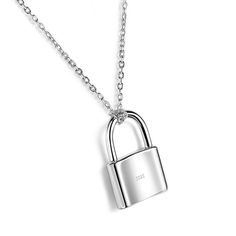 PRICES MAY VARY. FASHION AND SIMPLEE：This Italian Classic Design Sterling Silver Lock Pendant Necklace for woman adds a touch of gorgeousness to your daily look .Lock Pendant O Chain combination with creating a modern and polished look.The Lock shape is not too thick, only the appropriate volume, Cool and feminine silhouette accentuate your alluring charm. It is the perfect Necklace for everyday wear, whether it's casual jeans and T-shirts or dressing. For a fashion statement ,wear and overlay a Top Craft, Necklace For Everyday, Lock Pendant, Silver Choker, Silver Jewelry Fashion, Feminine Silhouette, Christmas Wishlist, 925 Sterling Silver Jewelry, Casual Jeans