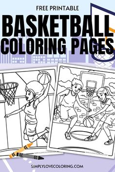 printable basketball coloring pages for kids with the title, free printable basketball coloring pages