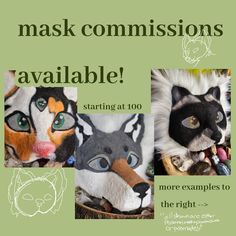 Therian mask commissions!  All my masks are high quality and are made with good materials I have 3 years of mask making experience and I can make pretty much every animal, I'm mostly specialized in foxes, wolves and cats since those are the masks usually in highest demand I finsh a mask in about 2-3 day, possibly longer since I am sometimes busy since I can't craft 24/7 If you have questions please message me and ask, also message me if interested in a commision slot I currently have slots open. Once those are filled I will have them back open once they are finshed, and if I finsh one and the other is still open I will go back to 2 slots avaliable Therian Dog Mask, Therian Gear, Butterfly Room Decor, Therian Masks, Therian Mask, Butterfly Room, Dog Mask, Mask Making, Adult Costumes