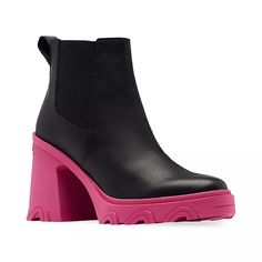 Stylish Rain Or Winter Boots By Sorel 4" Chunky Heels - Comfy 6.5 Size 100% Leather Upper 100% Rubber Sole Nwt But No Box...Will Send In This Stuart Weitzman Box Instead! Pink Casual Boots Medium Width, Casual Pink Boots Medium Width, Casual Pink Medium Width Boots, Casual Pink Boots With Reinforced Heel, Heel Chelsea Boots, Sorel Womens, Sorel Shoes, Leather High Heels, Chunky Heels