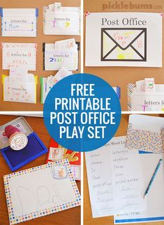 the free printable post office play set is perfect for kids to practice their handwriting and writing skills