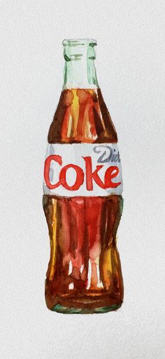 a watercolor painting of a bottle of coke