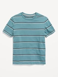 Our Softest T-shirts offer mega softness plus a comfy, relaxed fit.  Rib-knit crew neck.  Short sleeves.  Wide, contrasting stripes.  Tag-free label and pieced trim inside neck for added comfort and durability.  Soft, cotton-blend jersey.  #804217 Re Everyday Horizontal Stripe Crew Neck T-shirt, Casual Horizontal Stripe Pattern T-shirt For Everyday, Casual Crew Neck T-shirt With Striped Sleeves, Casual Striped T-shirt For Everyday, Casual Striped Sleeve Crew Neck T-shirt, Casual T-shirt With Striped Hem And Crew Neck, Casual Crew Neck T-shirt With Striped Hem, Casual Cotton T-shirt With Striped Sleeves, Sporty Striped Crew Neck T-shirt