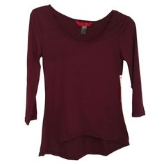 New Burgundy 3/4 Sleeve Hot Kiss Top - Super Soft Fabric! New With Tags! (Size Medium) Red Fitted Half Sleeve Top, Red Stretch Tops With 3/4 Sleeves, Hot Kiss, Soft Fabric, Soft Fabrics, Kiss, Womens Tops, Size Medium, Tags