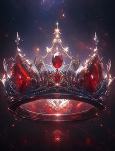 Magic Crown Fantasy Art, Red Crown Aesthetic, Crown Fantasy Art, Fantasy Crown Art, Ifrit Djinn, Blood Crown, Ruby Crown, Fire Crown, Red Elements