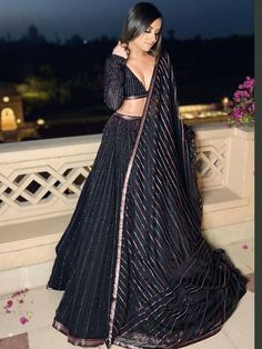 Buy Black Party Wear Lehenga Choli from EthnicPlus for ₹1799 Sangeet Outfit Sisters Black, Sangeet Lehenga Sisters, Sangeet Lehenga For Bridesmaid, Sequence Lehenga Party Wear, Sangeet Dress For Bride Sister, Sangeet Outfit Sisters, Sangeet Inspiration, Bride's Sister, Blouses Pattern