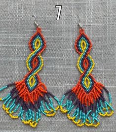 Indigenous Earrings, Earrings Patterns, Beaded Earring, Holiday Earrings, Creative Stuff, Earring Ideas, Beads Earrings, Jewelry Beaded, Indian Earrings