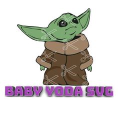 the baby yoda svg logo is shown in purple and green with white letters