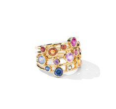 IPPOLITA 18K Yellow Gold Stardust Constellation Rainbow Ring Ippolita Ring, Constellation Ring, Purple Yellow Orange, Bubble Ring, Rainbow Sapphires, Rainbow Rings, Rainbow Brite, Jewels Rings, Orange Sapphire