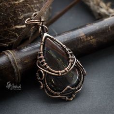 Wire wrap bronze pendant-Jespilite pendant-wire wrapped jewelry-handmade jewelry-bronze pendant-fantasy pendant-fantasy jewelry Wrapping Crystals, Fantasy Pendant, Wrap Jewelry, Boho Pendant, Homemade Jewelry, Bronze Pendant, Handmade Jewelry Designs, Wire Wrapped Necklace