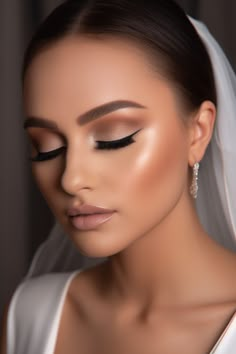 Bride Makeup Hooded Eyes, Make Up Sposa, Glam Bride Makeup, Black Smokey Eye Makeup, Wedding Eye Makeup, Glam Wedding Makeup, Wedding Makeup For Brown Eyes, Bridal Eye Makeup, Eye Makeup Styles