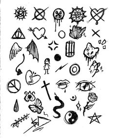 an image of various tattoos drawn on paper