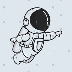 an astronaut floating in the air with his arms out and pointing at something on it