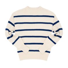 women's cream and navy wide stripe knit sweater Stripe Knit Sweater, Wide Stripes, Buy Buy Baby, Knit Pants, Garment Bags, Pottery Barn Kids, Striped Knit, Dolman Sleeve, Sweater Shop