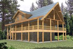 this is an artist's rendering of a log home