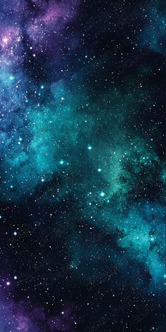 the sky is filled with stars and bright blue, purple, and green hues