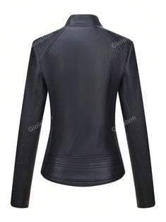 Winter Leather Jacket With Stand Collar, Fitted Leather Jacket With Stand Collar For Winter, Fitted Faux Leather Winter Outerwear, Fitted Faux Leather Outerwear For Winter, Winter Fitted Faux Leather Biker Jacket, Fitted Solid Biker Jacket For Winter, Faux Leather Coat, Women Jackets, Winter Jackets Women