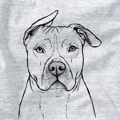 a black and white drawing of a dog's face with an ear tag on it