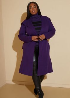 Shawl Collar Belted Duster, Acai Purple Open Front Winter Outerwear, Purple Open Front Outerwear For Fall, Long Purple Cardigan For Fall, Work From Home Fashion, Fashion For Plus Size Women, Fashion For Plus Size, Plus Size Cardigan, Plus Size Belts, Plus Size Cardigans