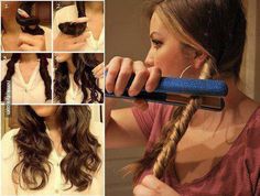 How to create curls with a straightener Wavy Hair Diy, Stile Blair Waldorf, Easy Curls, Twist Curls, Hoco Hair Ideas, Everyday Hairstyles, Hair Dos, Hair Designs, Diy Hairstyles